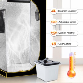 amocane Sauna Steamer Pot, 4L Portable Steam Generator for with Remote Control, 4L 1400W Saunas Steam Machine for Sauna, 120 MIN Timer, Portable Sauna Steamer for Home Spa Sauna Accessories