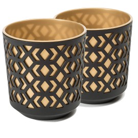 Tymar Flower Pot, Set of 2, Round Shape, Planter (Black/Gold, Diameter 19.5 cm)