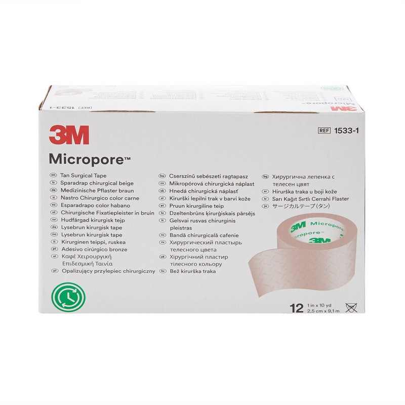 3M Microfoam Surgical Tape, Non-Sterile, Easy Tear Paper, Tan, 1