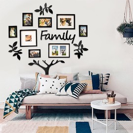 Jerry & Maggie - Photo Frame | Plaque College Frame - Wall Decoration Combination - Black PVC Picture Frame Selfie Gallery Collage With Hanging Template & Wall Mounting Design | Family Tree