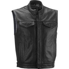 Highway 21 Magnum Men's Leather Motorcycle Vest W/Concealed Carry Pocket Black Size Large