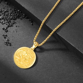 XIXLES Taurus Sign Necklace 925 Sterling Silver Gold Constellation Pendant Necklace, Zodiac Taurus Medallion Necklace, Horoscope Jewelry Women