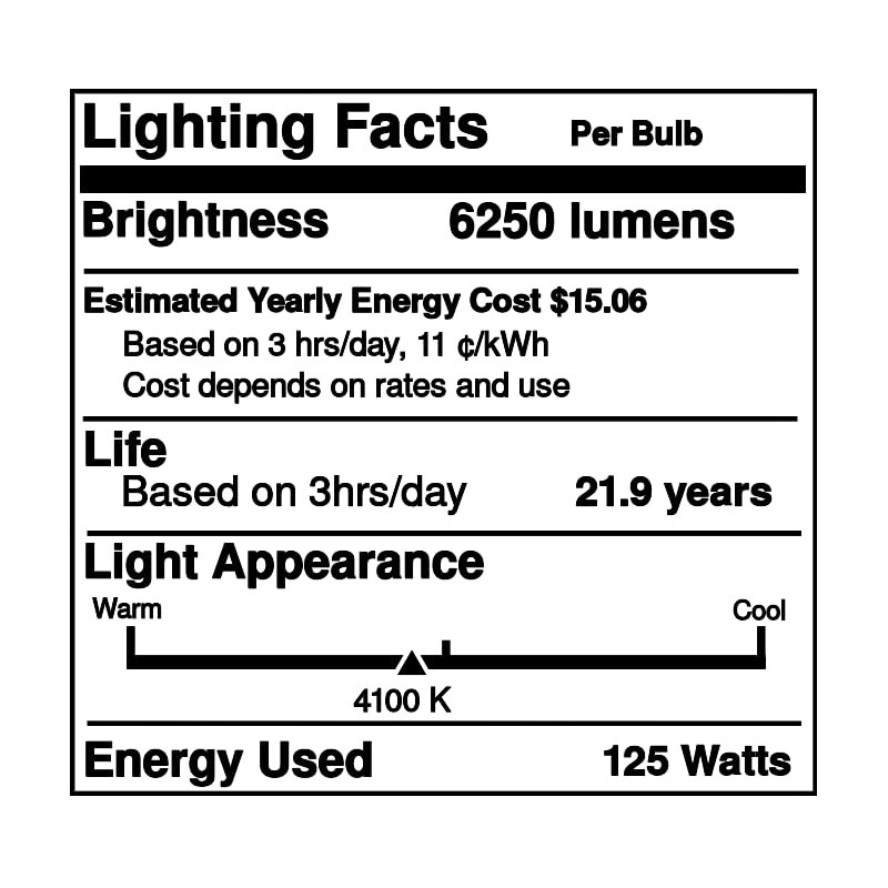 Industrial Performance HF125PD, 125 Watt, Mercury Vapor HID Light Bulb