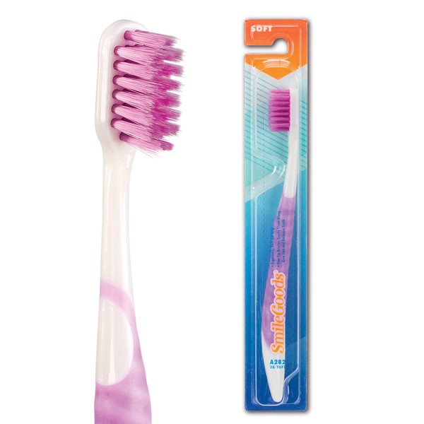 SmileGoods A282 Toothbrush, 28 Tuft, Soft Extended Reach Bristle, 72