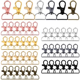 Pack of 50 Key Chain Twist Clasps Lanyard Carabiner Clasp Key Chain Clip Key Ring for Key Fob (2 cm Inner Width) (Multi-Colour)
