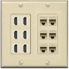 RiteAV (2 Gang Decorative 6 Port HDMI and 6 Cat6 Ethernet Ivory Wall Plate