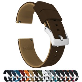 BARTON WATCH BANDS Quick Release Elite Silicone Watch Bands, Chocolate Brown Top/Khaki Bottom, 22mm