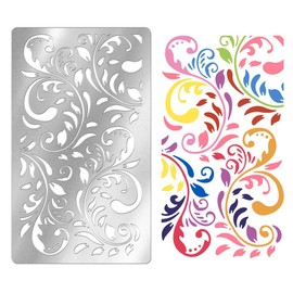 UNICRAFTALE Metal Stencil for Craft Floral Stencils for Journaling Stainless Steel Reusable Template Flourish Template for DIY Wood Burning Carving Drawing Engraving Scrapbooking