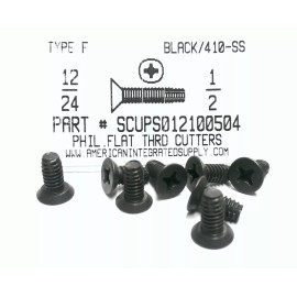 AMERICANINTEGRATEDSUPPLY.COM #12-24x1/2 Undercut Flat Ph Thread Cutting Screws Type F 410-SS Black Oxide (25)