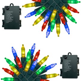 JRGNURT 2 Pack Christmas Lights Battery Operated String Lights, 32Ft 100LED String Lights Waterproof with 8 Modes Fairy Lights for Xmas Garden Party Wedding Christmas Decorations (Multicolor)