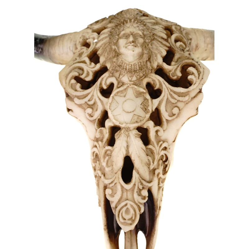 Schädel Stier edles indianisches Design 30 x 30 x 9