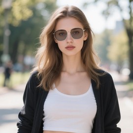 Cyxus Photochromic Blue Light Glasses for Men Women Computer Glasses UV Protection Glasses 8261 (Bright Silver Frame White Lens)