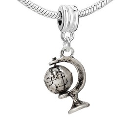 Sexy Sparkles Earth Globe Charm Bead Compatible for Most European Snake Chain Bracelets
