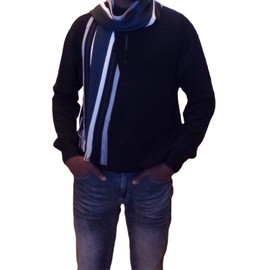 Mens Winter and Fall Cashmere Feel Blue Scarf (Navy Blue)