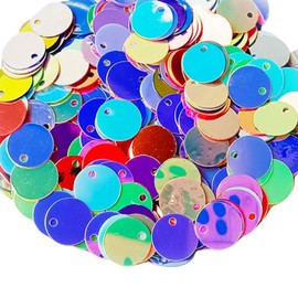 40g Shiny Flat Round Paillettes Mix Color 10mm PVC Loose Sequins with Hole for DIY Crafting,Sewing