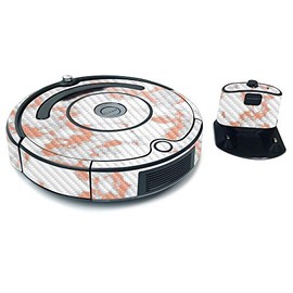 MightySkins Carbon Fiber Skin for iRobot Roomba 675 Max Coverage - Rose Foil Marble | Protective, Durable Textured Carbon Fiber Finish | Easy to Apply, Remove, and Change Styles | Made in The USA