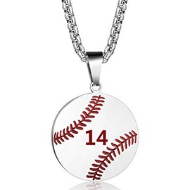 Rehoboth Baseball Jersey Number 14 Charms Cross Pendant Necklace for Women Men 24 Inch Stainless Steel Chain
