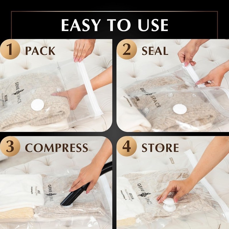 GENIE SPACE - Incredibly Strong Premium Space Saving Vacuum Bags
