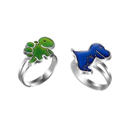 Fuqimanman2020 2 Pcs Mood Dinosaur Rings Set Color Changing Emotion Feeling Temperature Finger Ring Adjustable for Womens Animal Funny Jewelry-2pcs A