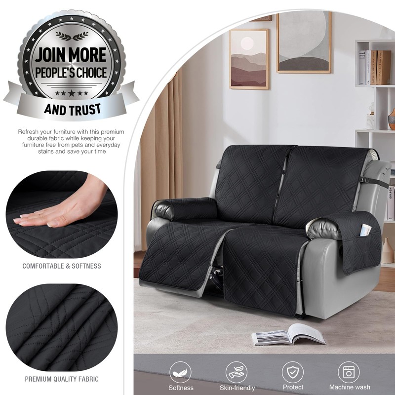 TAOCOCO 100% Waterproof Oversized Loveseat Recliner Cover, Non Slip Split