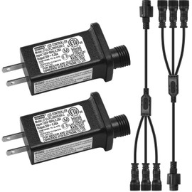 Tellegloww 4 Pcs Class 2 Power Supply Yard Inflatable Adapter Replacement with Y Shape 1 Male Divided 3 Female Spillter Connector Low Voltage for Christmas Inflatable LED Lights Plug (30v6w)