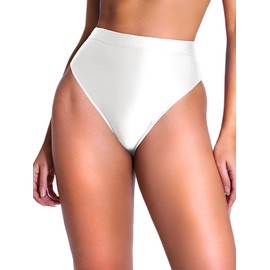 Kaei&Shi High Waisted Rave Bottom,High Cut Brazilian Cheeky Panties,Tummy Control Underwear Festival Shorts White X-Large