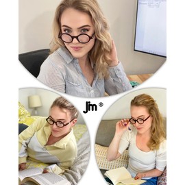 JM Set of 4 Retro Round Reading Glasses Spring Hinge Readers Men Women Glasses for Reading +4.0 Black & Tortoise