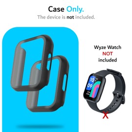 TUDIA [2Pack] Full Coverage Protective Case Compatible for Wyze Smart Watch 47mm, Tough Full Body Case with Screen Protector Hard PC Bubble-Free Anti Fingerprint Clear Case Cover