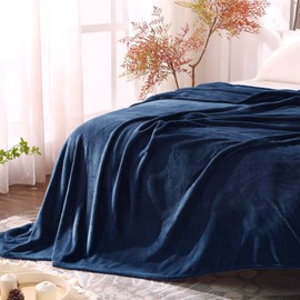 BEDELITE Fleece Blankets Queen Size Navy Blue Throw Blankets for Bed, Luxury Plush Cozy Fuzzy Blanket 90x90 inches, Super Soft Warm Lightweight Throw Blanket All Seasons Suitable