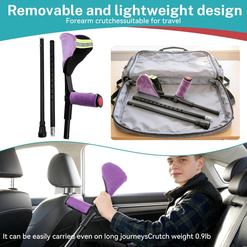 Forearm Crutches for Adults, 2 Pcs, Adjustable Arm Crutch with