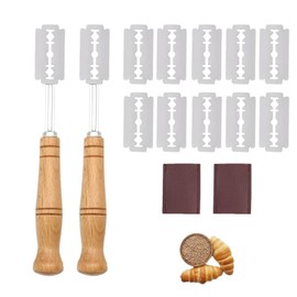 Dyzoxa 10pcs Bread Lame Cutter,Wood Handle Bread Scoring Tool Bread Slicers for Homemade Bread Bread Bakers Lame Slashing Tool Leather Protective Cover Bread Scoring.