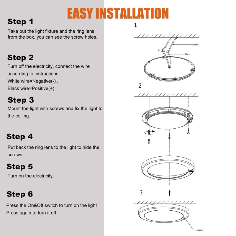 Facon 5" LED RV Interior Dome Light - 3Pack 12V