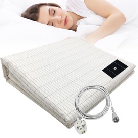 Grounding Sheet with UK 15ft Connection Cord Conductive Earthing Sheet Silver Fiber for Better Sleep Reduce Pain(27x52in)