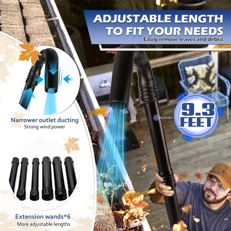 Buzzlett Universal Gutter Cleaning Kit for Leaf Blowers, 9.3 Feet