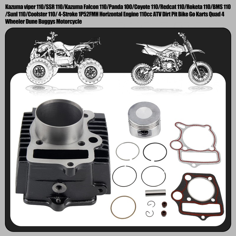 PowerMotor 52.4mm Cylinder Assembly with Gaskets and Piston Ring Rebuild