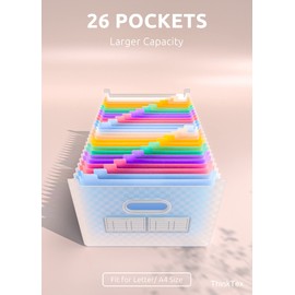 ThinkTex 26 Pockets Expanding File Folder, Upright & Open Top, A-Z Colorful Tabs, Larger Capacity Accordion‌ Folder, Teacher Supplies - Blue