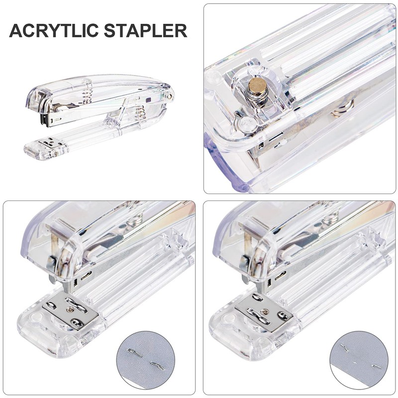 Transparent Acrylic Stapler for Office, Clear Staplers for Desk, Silver