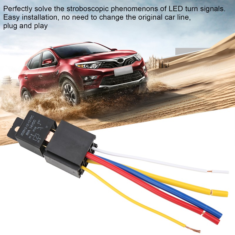 3pcs DC12V 80A LED Flasher Relay Waterproof Shockproof 5‑Pin Car