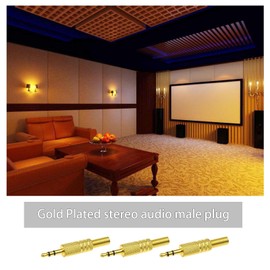 ECSiNG 12PCS 3.5mm/1/8'' TRS Stereo Male Plug Audio Connector Solder Type 3 Pole with Spring Coax Cable Jack Plug Metal Audio Adapter Converter for Headphones