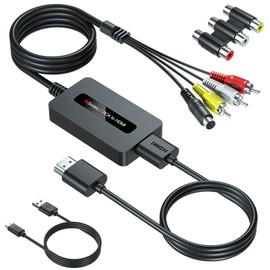 SUNNATCH RCA Svideo to HDMI Converter Cable with Svideo + RCA + HDMI Cable, S-Video HDMI Adapter, RCA Composite CVBS AV to HDMI Converter, S-Video to HDMI Converter, RCA Composite AV to HDMI Adapter