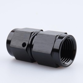 AC PERFORMANCE Aluminum Swivel Coupling Fuel Fittings Straight -4 AN Female to 4AN Female Flare Coupler Hose Union Adapter, 7/16 x 20 AN4 Thread Connector, Black