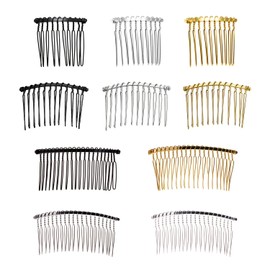 10Pcs Metal Hair Combs,20Teeth12Teeth10 Teeth Comb Fancy DIY Metal Wire Hair Comb Clips for DIY Jewelry Making Wedding Bridal Party Hairstyle Accessories for Women Girls(Golden Platinum Silver Black)