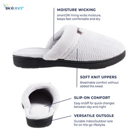 isotoner Women's Chevron Slip On Clog Slippers with Moisture Wicking for Indoor/Outdoor Comfort and Arch Support, Periwinkle, 7.5-8 M US