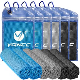 YQXCC Cooling Towel, Pack of 6, 120 x 30 cm Ice Towel, Microfiber Towel for Instant Cooling, Cool Cloth, Cold Towel for Yoga, Beach, Golf, Travel, Gym, Sports, Swimming, Camping