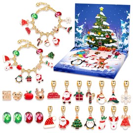 2024 Christmas Countdown Calendar,Charm Bracelet DIY Making Kit 24 Days Surprise Gifts,Jewelry Making Supplies Beads for Teen Girls 4-12,Craft Toys Gifts Set with a Gift Box Gift