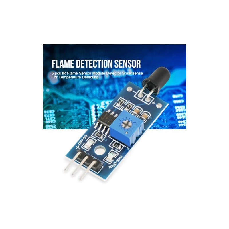 Electrones 5 Pcs IR Flame Sensor Module Detector 4 Pin