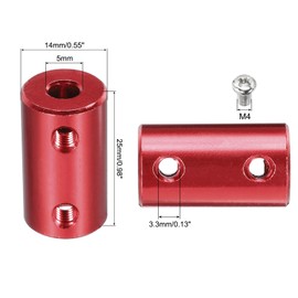 MECCANIXITY 5mm to 5mm Bore Rigid Coupling 25mm Length 14mm Dia Aluminum Alloy Shaft Coupler Connector for 3D Printers DIY Car Boat Red 12pcs, with 12pcs Coupling,1pcs Wrench,96pcs Screws