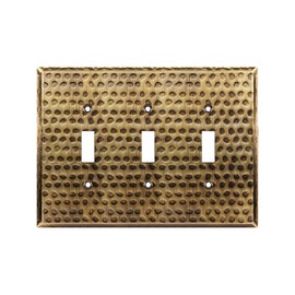 LIDER Toggle Light Switch Metal Wall Plate, Stainless Steel Switch Cover, Corrosion Resistant, Mid-Size 3-Gang 4.88" x 6.77", 201 Stainless Steel, LMWP-13M-HAB, Hammered Antique Brass