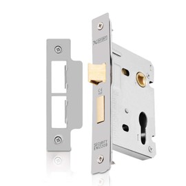 XFORT® Satin Chrome Euro Profile Sashlock 75mm, Euro Sash Lock for Internal and External Doors, Door Latch Mechanism and Euro Cylinder Key Locking Security, CE Approved and Fire Rated Protection.