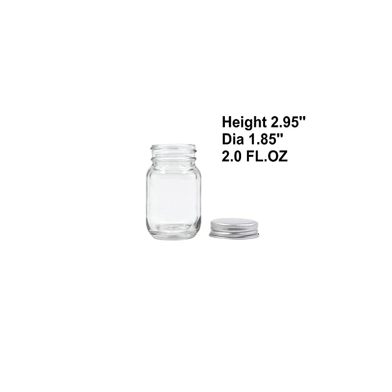 U Pack 2oz Mason Jar with Silver Lid for Honey